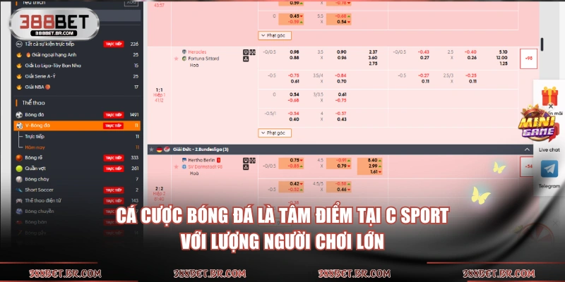 Cá cược bóng đá là tâm điểm tại C Sport với lượng người chơi lớn