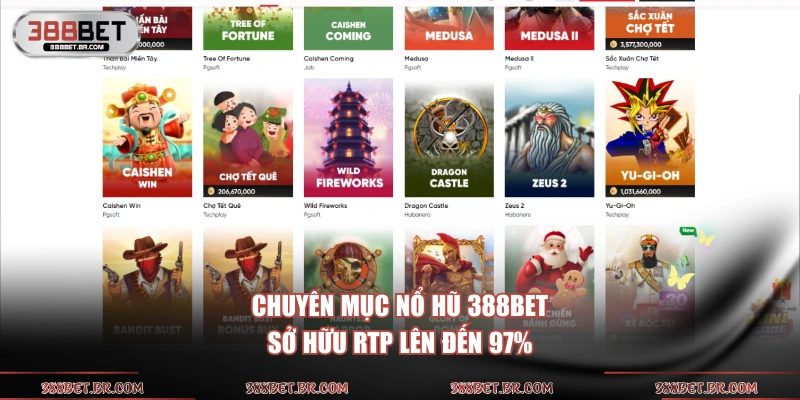Chuyên mục nổ hũ 388BET sở hữu RTP lên đến 97%