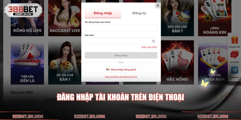 Đăng nhập tài khoản trên điện thoại