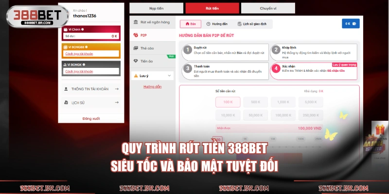 Quy trình rút tiền 388BET siêu tốc và bảo mật tuyệt đối